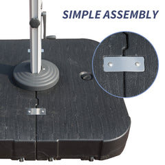 EROMMY 35.5" Patio Square Umbrella Base with Wheels, Heavy Duty Stand for Large Offset & Cantilever Umbrellas, Holds Up to 440 lbs with Water, Perfect for Outdoor Use