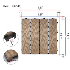 22 PCS Interlocking WPC Deck Tiles 11.8" x 11.8" – Natural Wood Look Composite Flooring for Patio, Balcony, Bathroom, Garden & Poolside, Waterproof, Non-Slip, All-Weather Use-Erommy