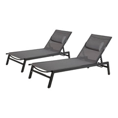 EROMMY Outdoor Chaise Lounge Set of 2, Patio Lounge Chair with Wheels and 5-Position Adjustable Backrest, Aluminum Recliner