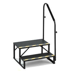 EROMMY 2-Step RV Stairs with Handrail, 660 LBS Metal Steps with Armrest Cover, Anti-Slip Hot Tub & Mobile Home Steps with Non-Skid Tape