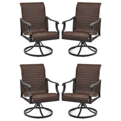 EROMMY Patio Wicker Swivel Chair Set of 4, Heavy Duty Outdoor Dining Chair with 23.5'' High Back, Extra-Large Water-Fall Seat, Gentle Rocker