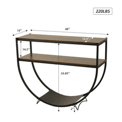 EROMMY 48'' 2-Tier Console Table Modern Sofa Table with Storage Shelves Arc-Shaped Table for Entryway