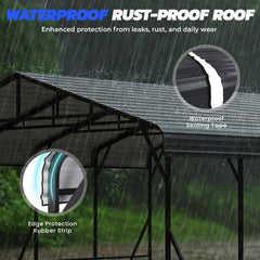 EROMMY 20x30 FT Heavy Duty Metal Carport with Reinforced Steel Braces & Galvanized Steel Roof and Frame, Sturdy Car Shed in All Weathers, Easy Assembly Car Shelter for 2 Cars, SUV, Tractors and Boat