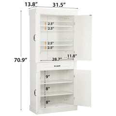 EROMMY 71'' Freestanding Kitchen Pantry Cabinet, Tall Storage Cabinet with Drawer and Adjustable Shelves
