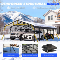 EROMMY 20x30 FT Heavy Duty Metal Carport with Reinforced Steel Braces & Galvanized Steel Roof and Frame, Sturdy Car Shed in All Weathers, Easy Assembly Car Shelter for 2 Cars, SUV, Tractors and Boat