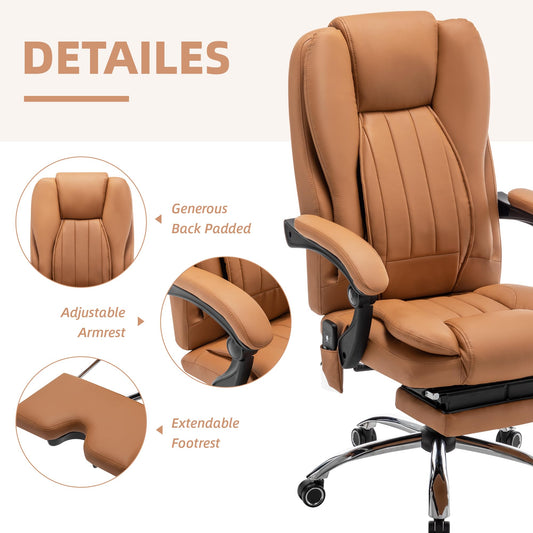 EROMMY Executive 3D Massage Chair with Lumbar Support High Back with Kneading and Vibration, Orange