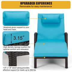 EROMMY Chaise Lounge Chairs Set of 2 for Outside, PE Rattan Wicker Patio Pool Lounge Chair-Erommy