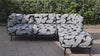 EROMMY 4-Piece Inflatable Couch Set, Portable Oxford Fabric Blow-Up Lounger, White & Black Leaf Pattern