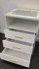 EROMMY LED Nightstand with Wireless Charging, Smart Bedside Table with Drawers & Adjustable LED Lights, Gray