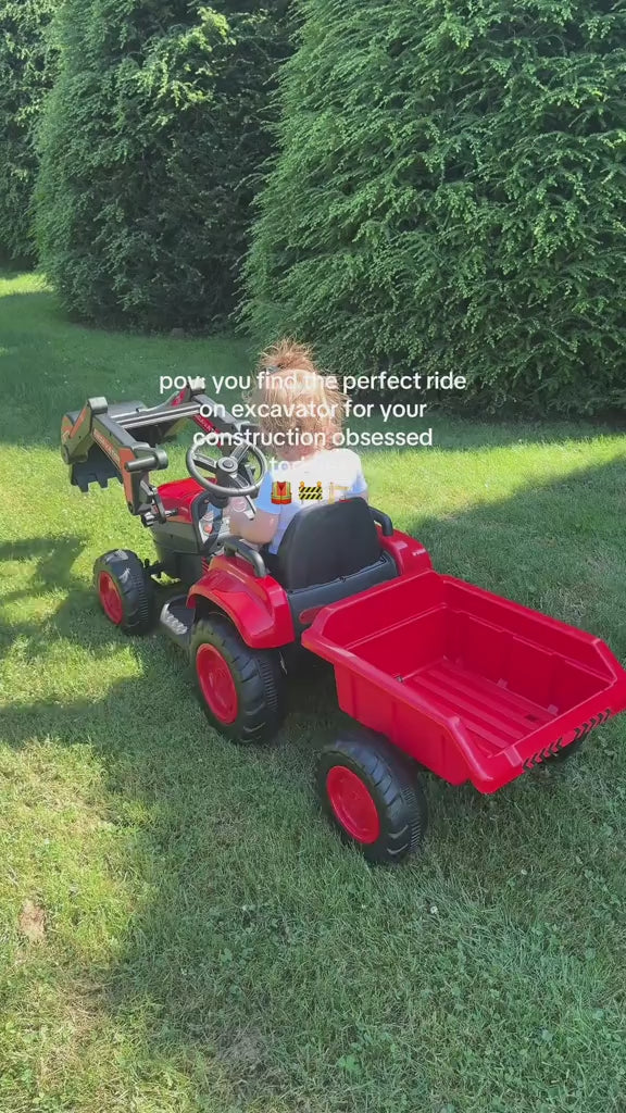 EROMMY Electirc Ride on Excavator with Electric Digging Arm, 4WD Motors, 12V Battery, Remote Control, and Bluetooth – Perfect Gift for Kids Ages 3-7