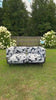 EROMMY 4-Piece Inflatable Couch Set, Portable Oxford Fabric Blow-Up Lounger, White & Black Leaf Pattern