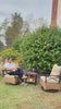 EROMMY 3-Piece Patio Swivel Rocker Set with Rattan Coffee Table, Blue