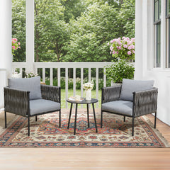 EROMMY 3-Piece Patio Bistro Set, Modern Outdoor Furniture Set, Earth Black & Starry Sky Gray