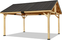 EROMMY 13x16 FT Hardtop Gazebo, Solid Spruce Wood Gazebo with Waterproof Asphalt Roof
