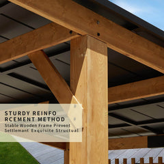 EROMMY 10' x 11' Outdoor Cedar Wood Gazebo, Solid Wood Framed Gazebo with Bar Counters & Metal Roof